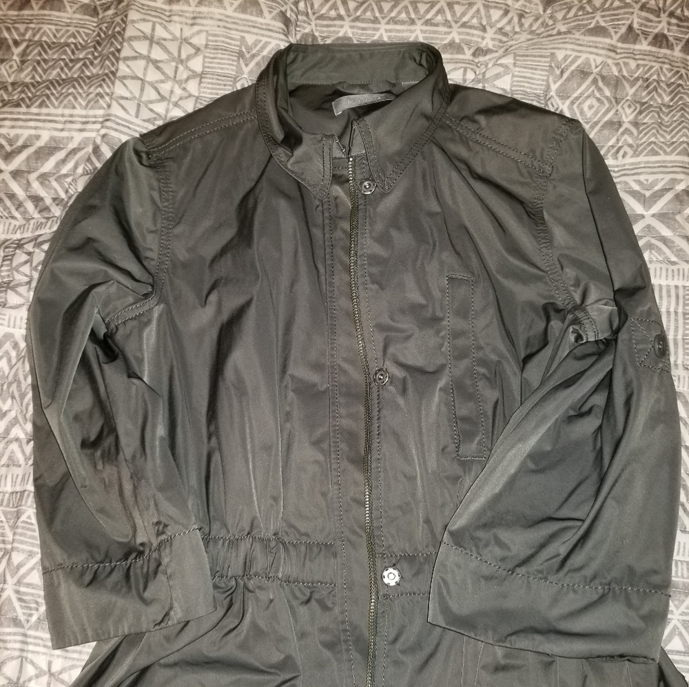 Olive colored light rain jacket